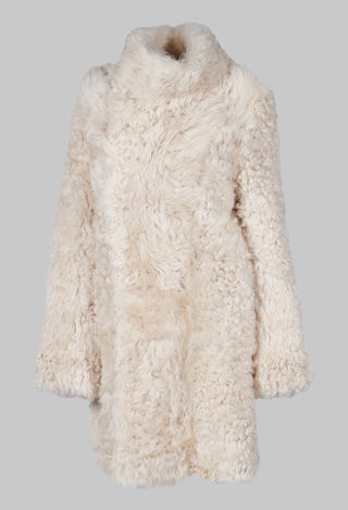 Reversible Toscana Coat with Fur Lining in Camel Cream