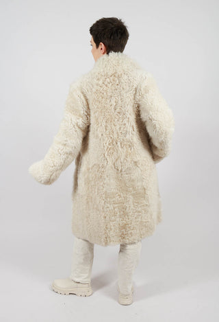 Reversible Toscana Coat with Fur Lining in Camel Cream