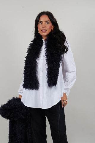 Shearling Fur Scarf in Night Sky Navy