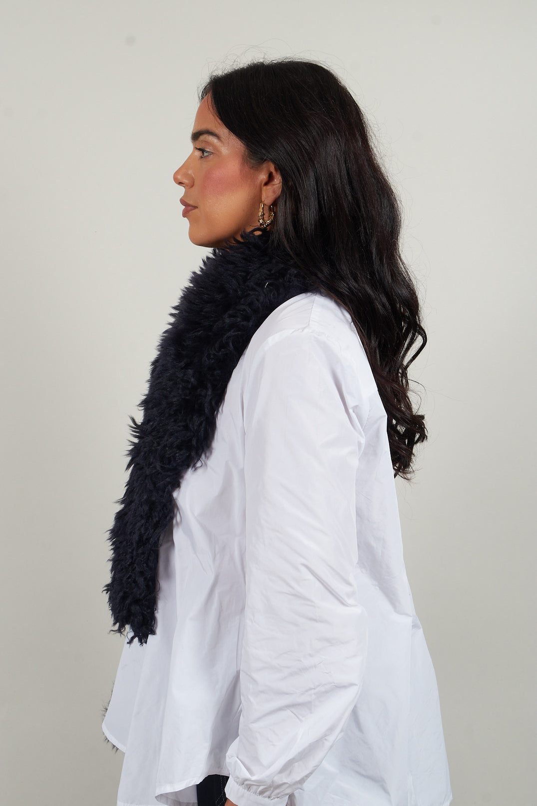 Shearling Fur Scarf in Night Sky Navy