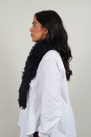 Shearling Fur Scarf in Night Sky Navy