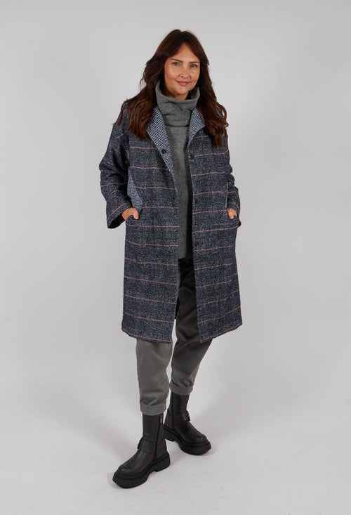 Reversible Mande Coat in Night Orange Check