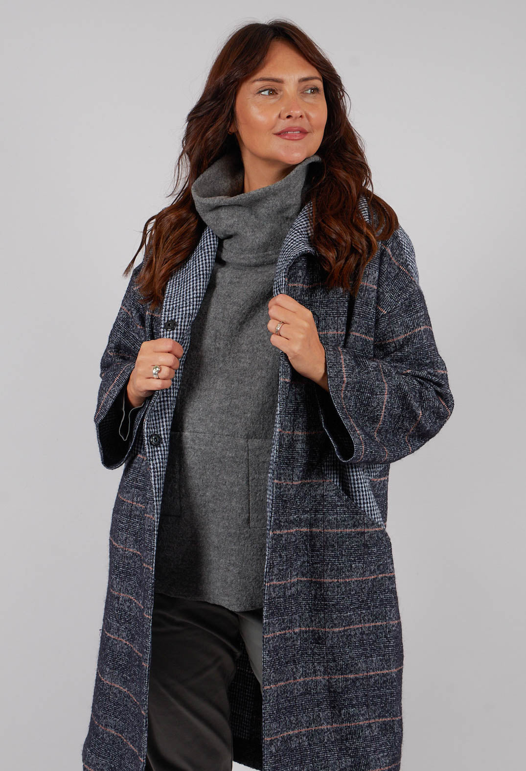 Reversible Mande Coat in Night Orange Check