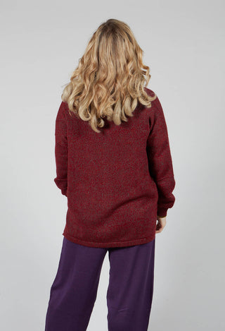 Cardigan Long Shawl in Cherry and Mosaic