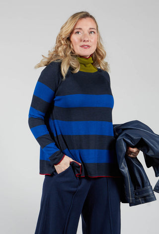 Top Key Turtle Neck Wide Stripes in Dark Night and Sapphire