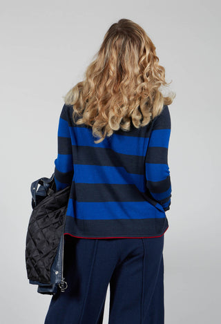Top Key Turtle Neck Wide Stripes in Dark Night and Sapphire