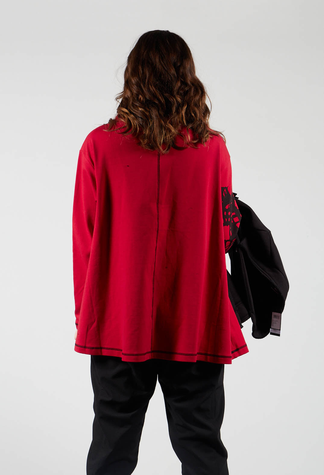 A-Line Jersey Top with Motif in Red