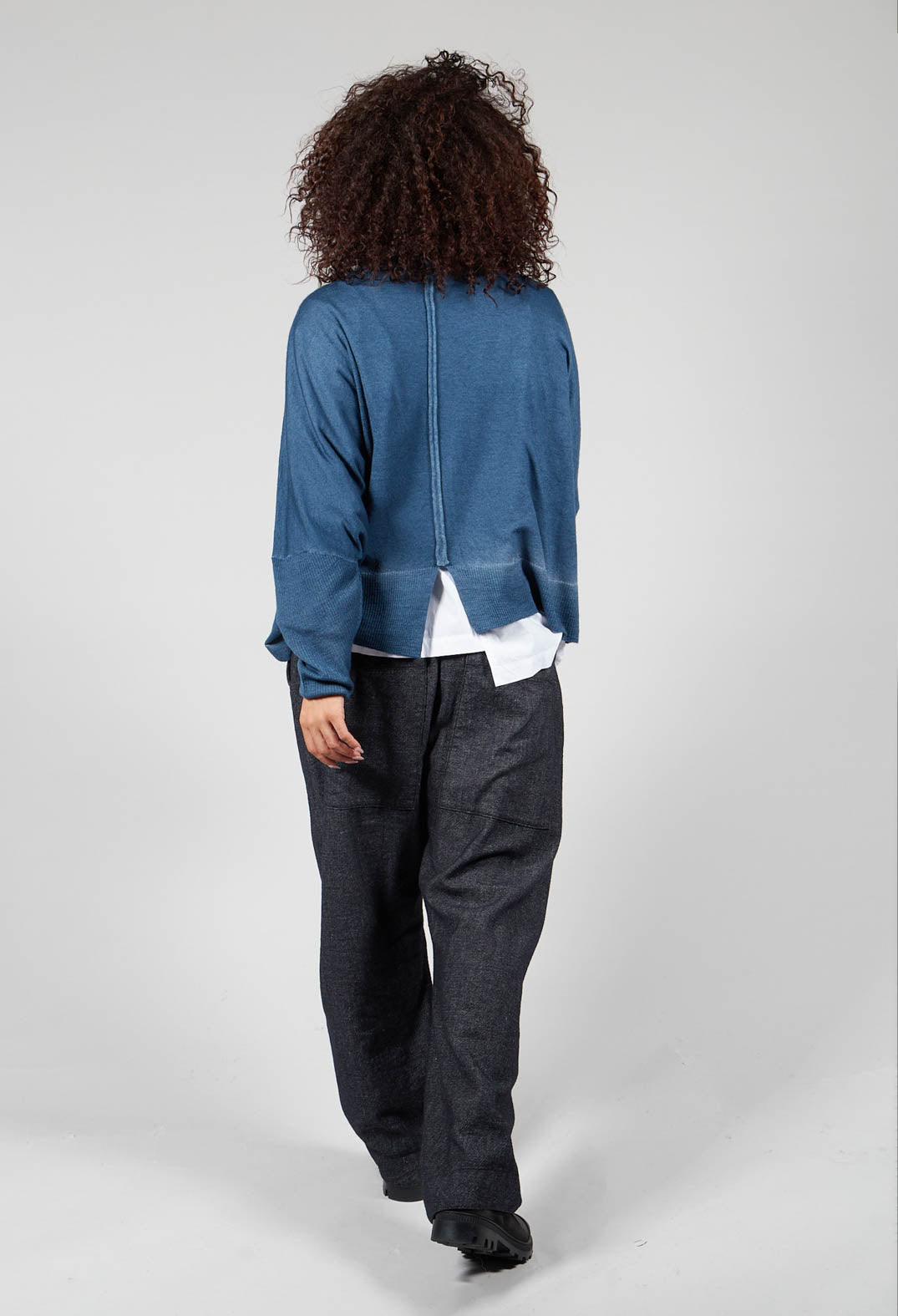 Denim Style Trousers with Elasticated Waist in Black