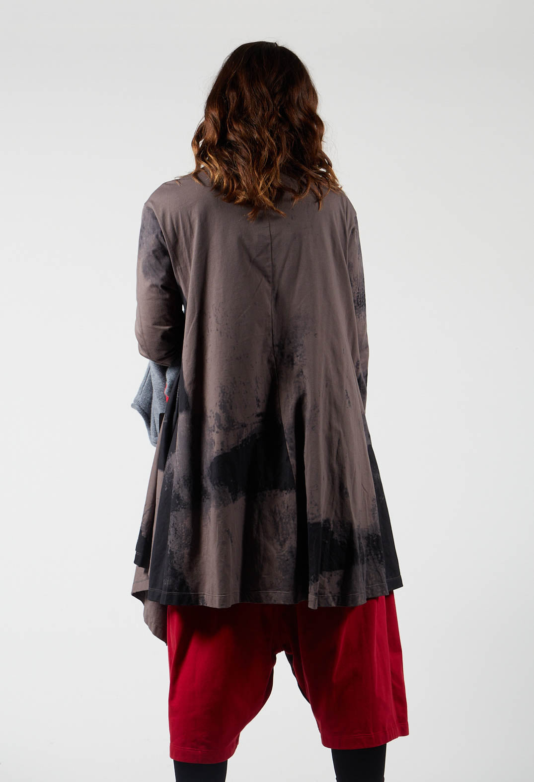 Long Sleeve Top with Flared Hem in Brown