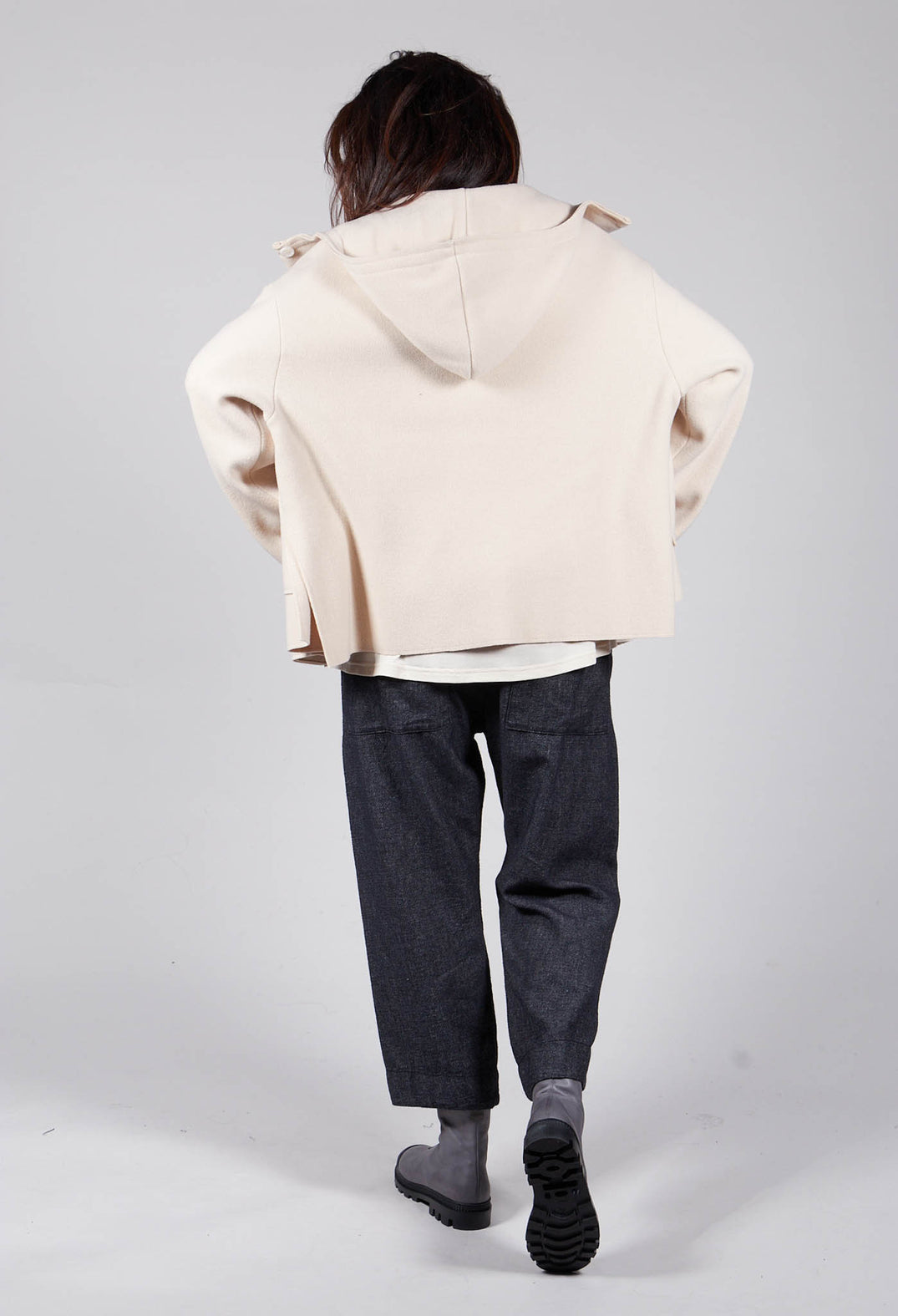 Denim Style Trousers with Elasticated Waist in Black