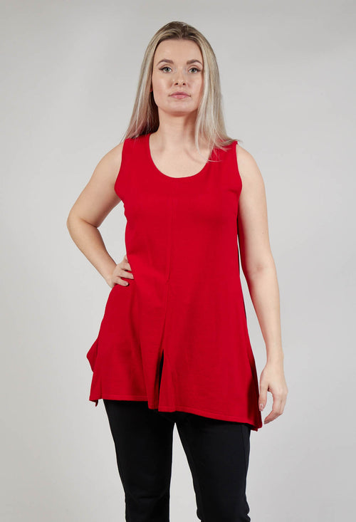 Sleeveless Centre Split Top in Red