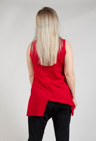 Sleeveless Centre Split Top in Red