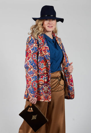 Printed Velvet Blazer in Carpet Print