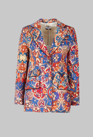 Printed Velvet Blazer in Carpet Print