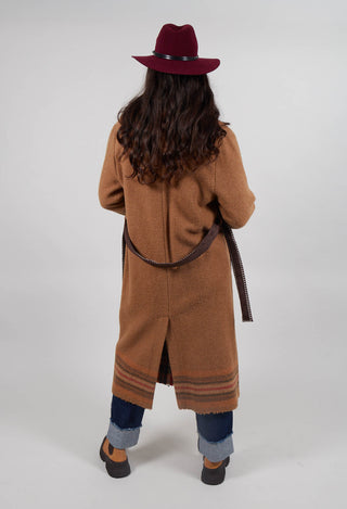 Coat with Fringes and Belt in Cinnamon
