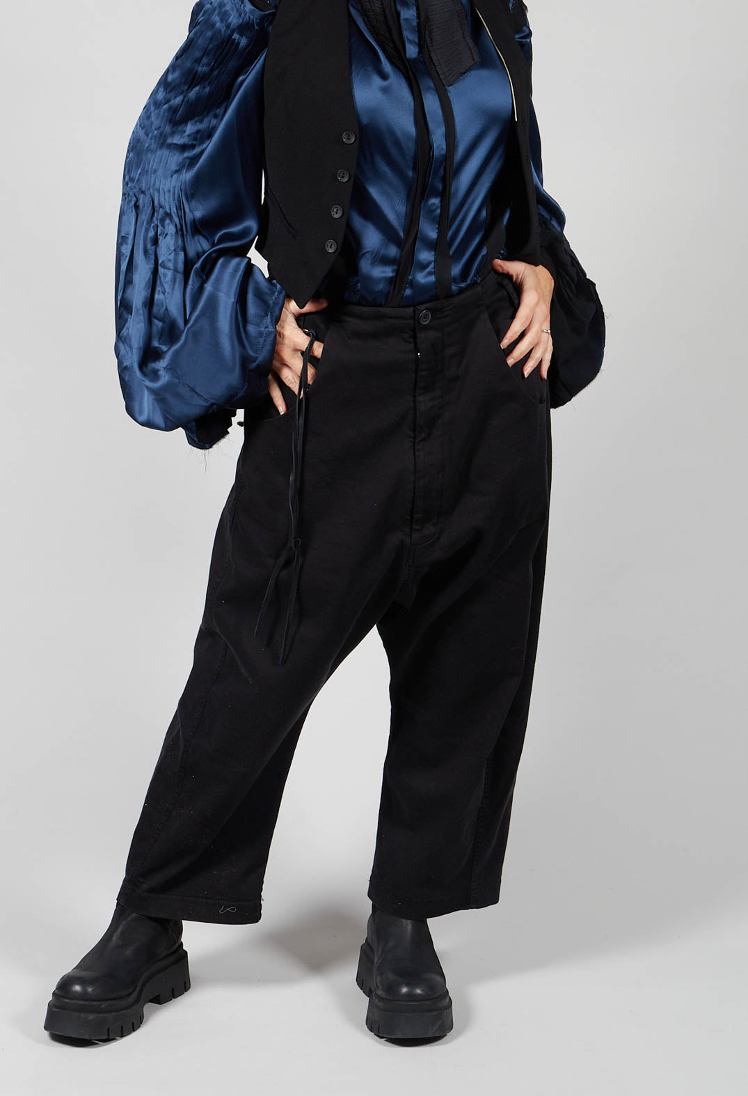 Balloon Fit Trousers in Black