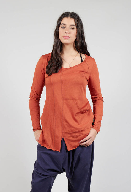 Long Sleeve Patch Top in Cinnamon