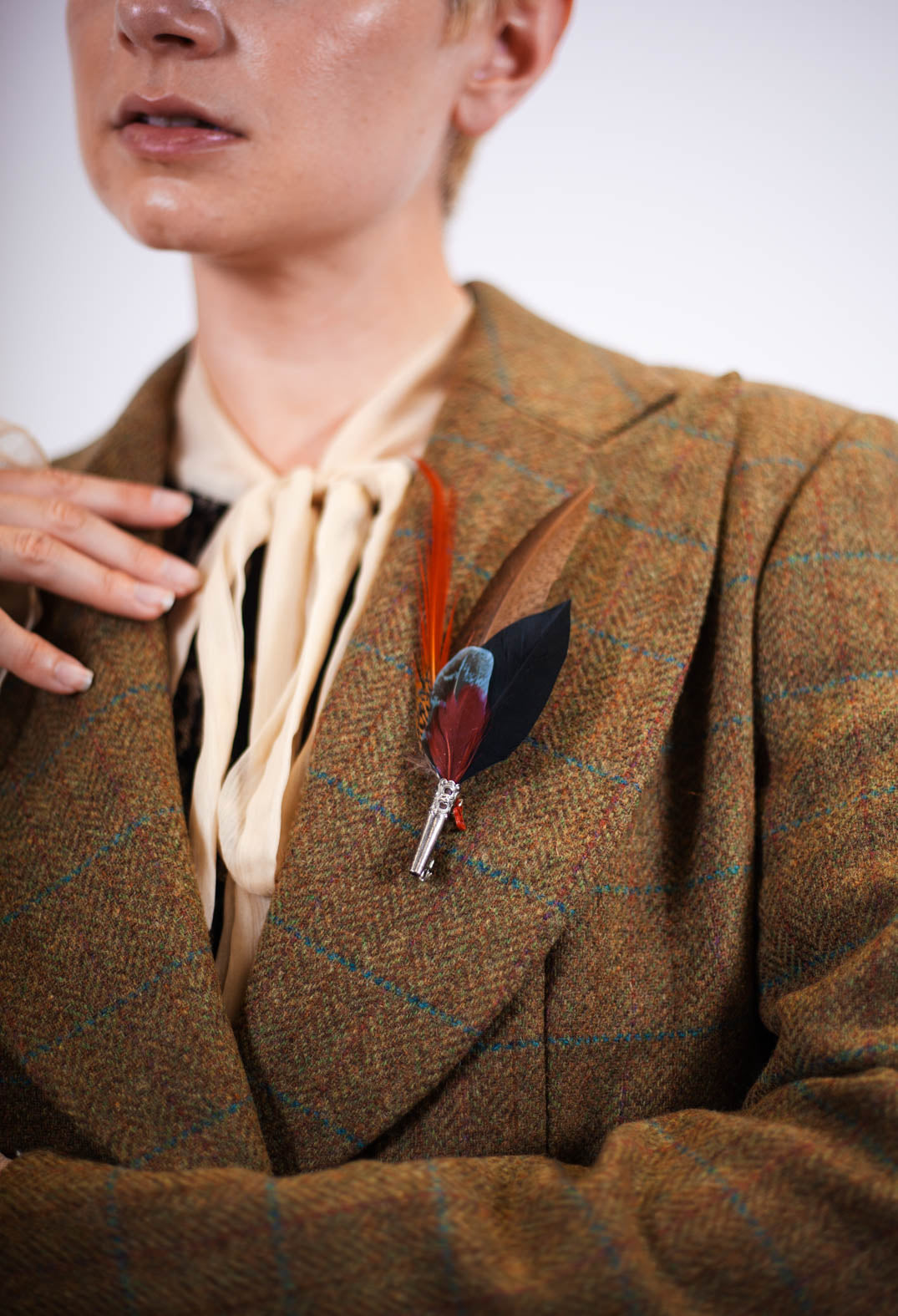 Pencil Brooch in Red and Brown