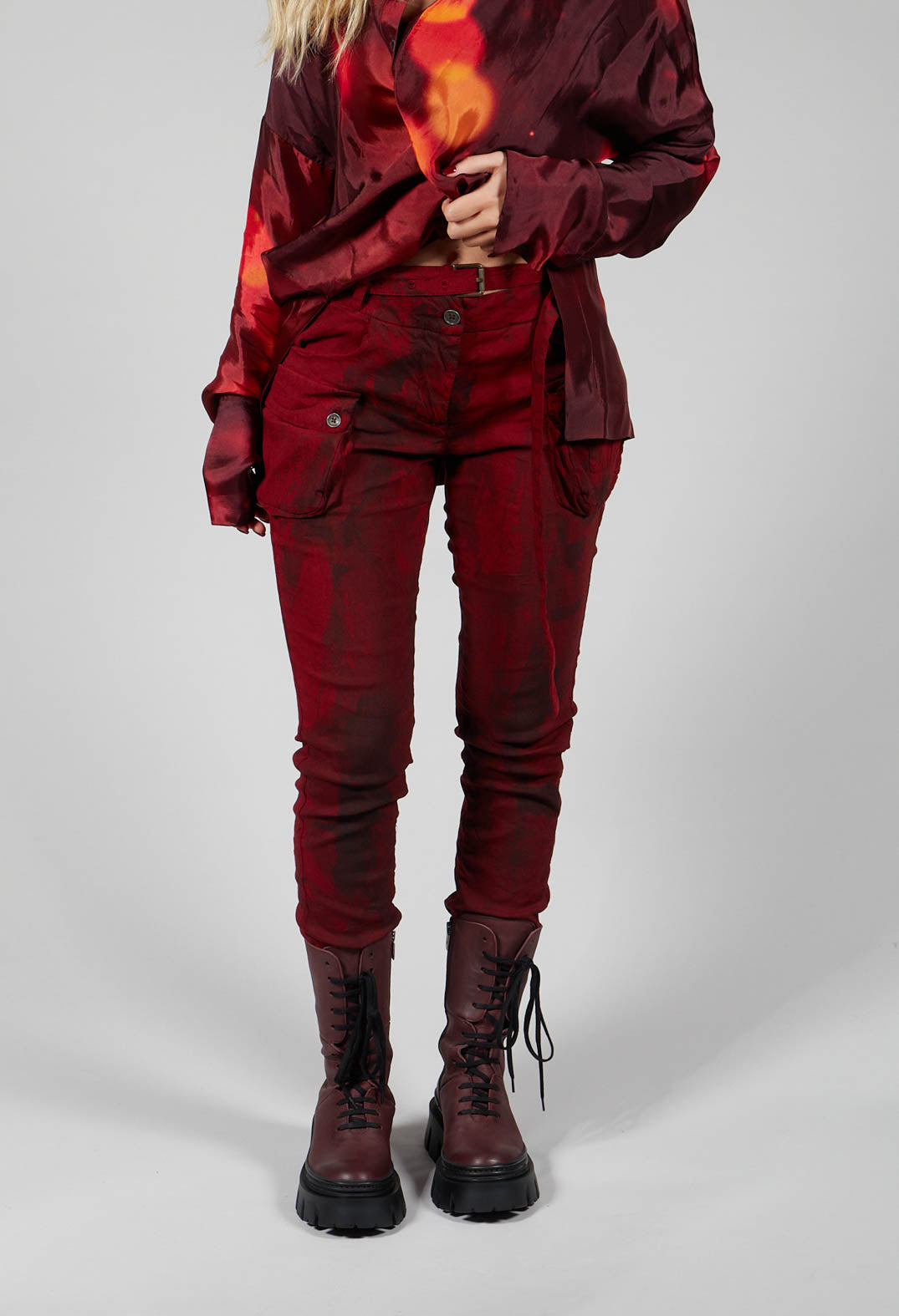 Slim Fit Utility Trousers in Blood