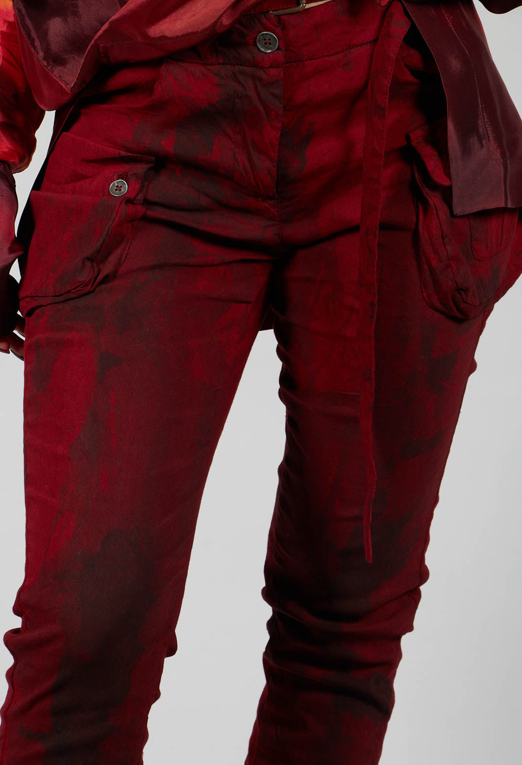 Slim Fit Utility Trousers in Blood
