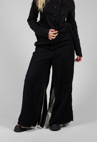 Split Inseam Trousers in Black