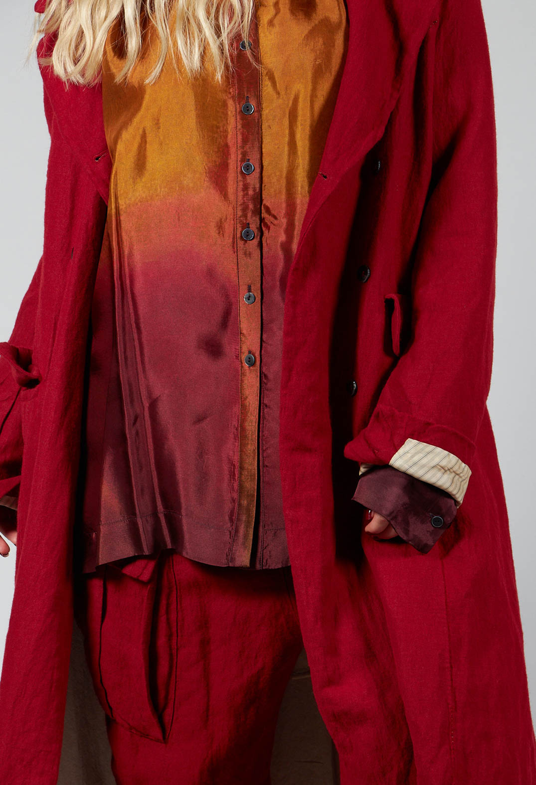 Belted Trench Coat in Blood