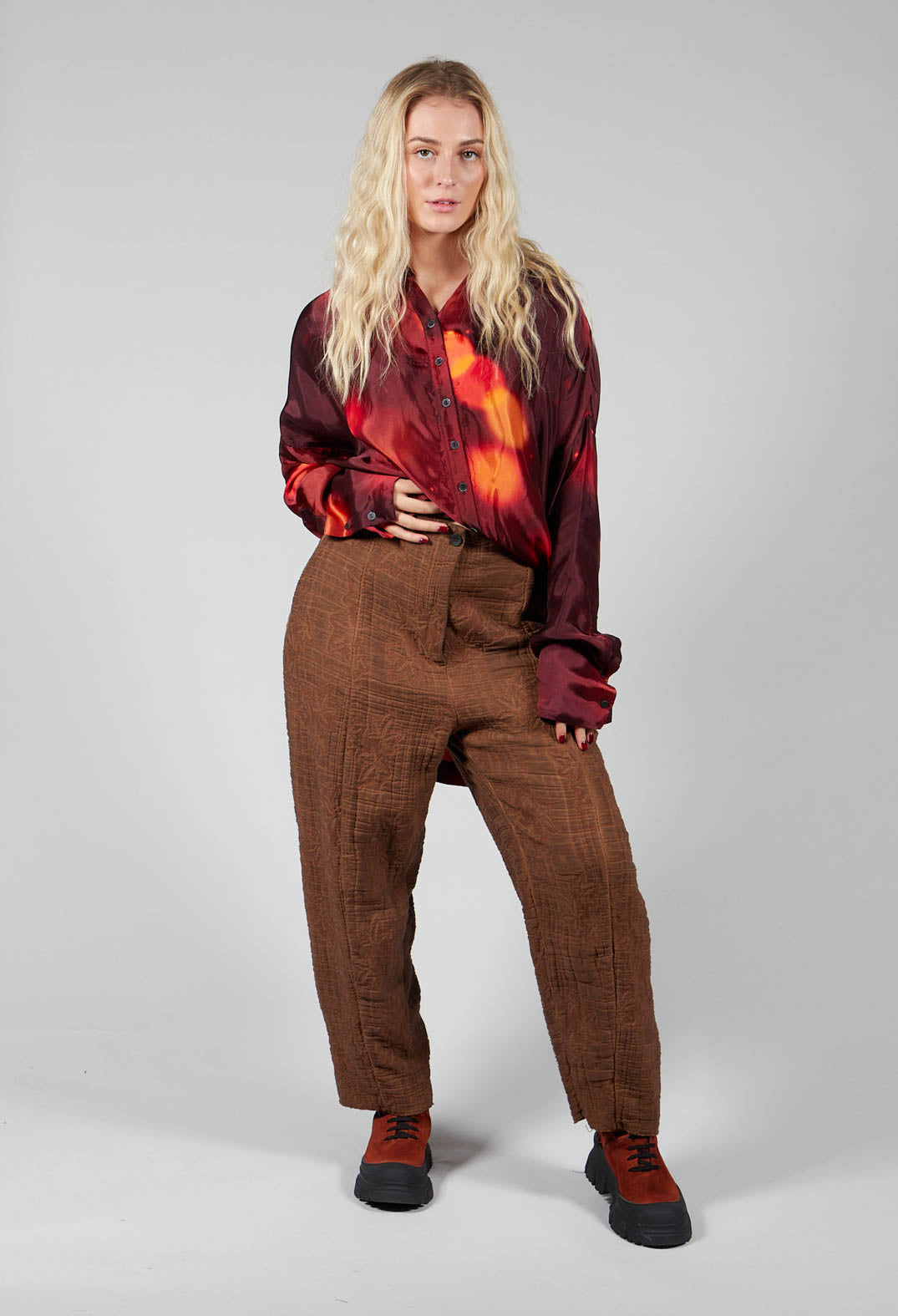 Rolled Cuff Seamed Trousers in Land