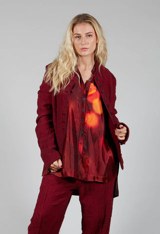 Collarless Liner Cropped Bound Jacket in Blood