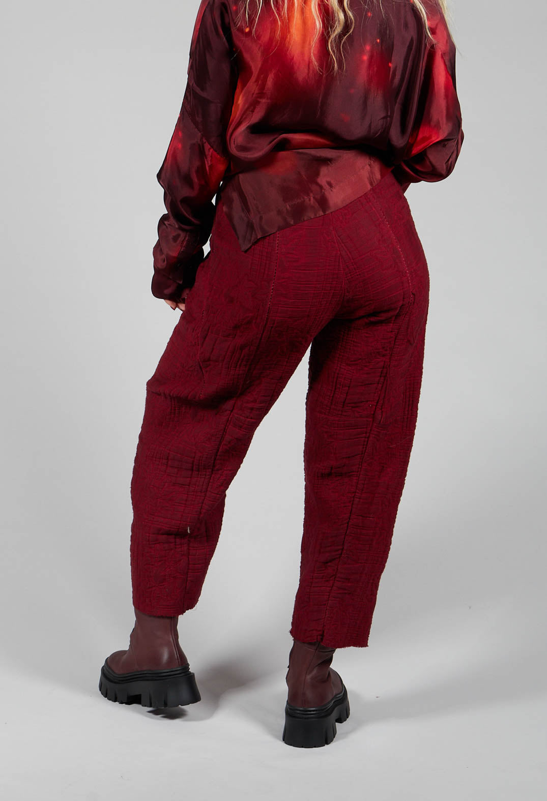 Rolled Cuff Seamed Trousers in Blood