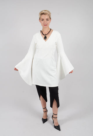 Flared Tecno Dress in White