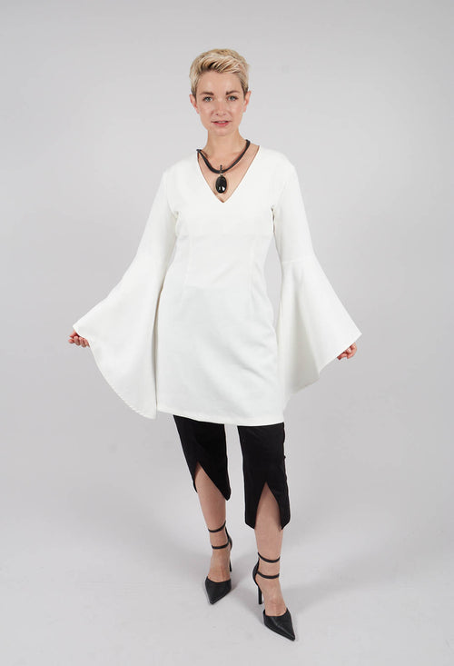 Flared Tecno Dress in White