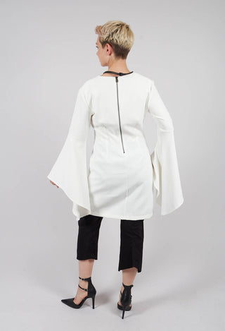 Flared Tecno Dress in White