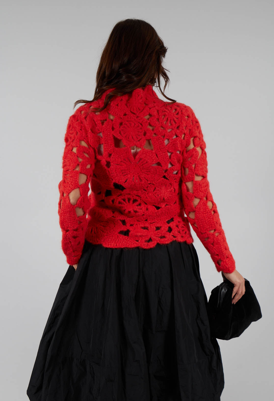 Amber Hand Crochet Sweater in Red