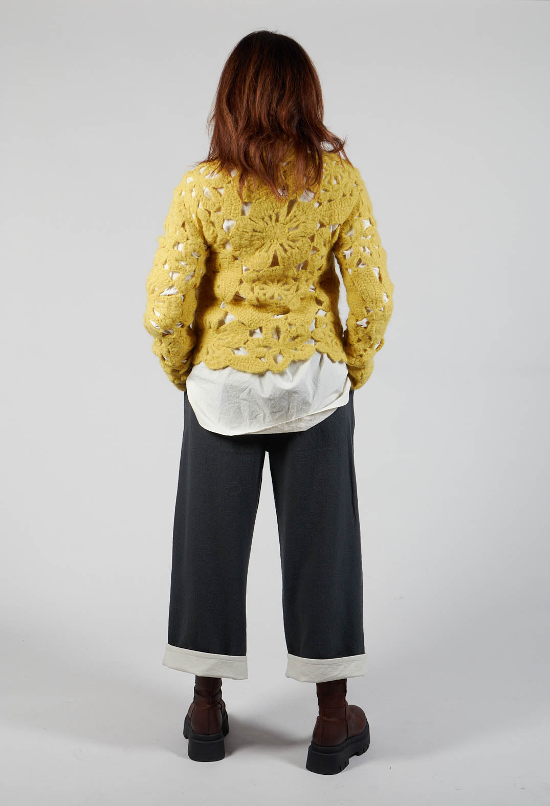 Amber Hand Crochet Sweater in Yellow