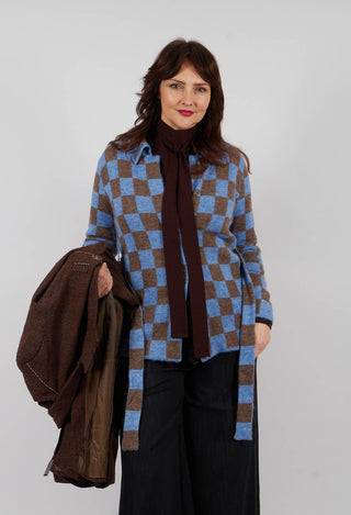 Lauren Knitted Shirt in Blue and Brown