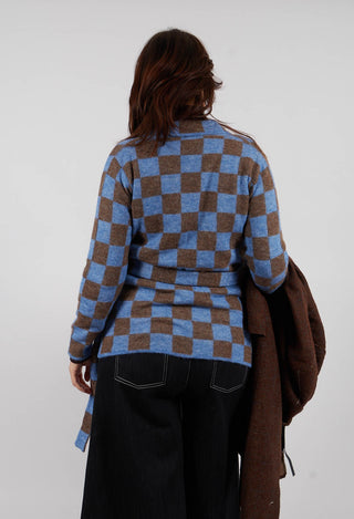 Lauren Knitted Shirt in Blue and Brown
