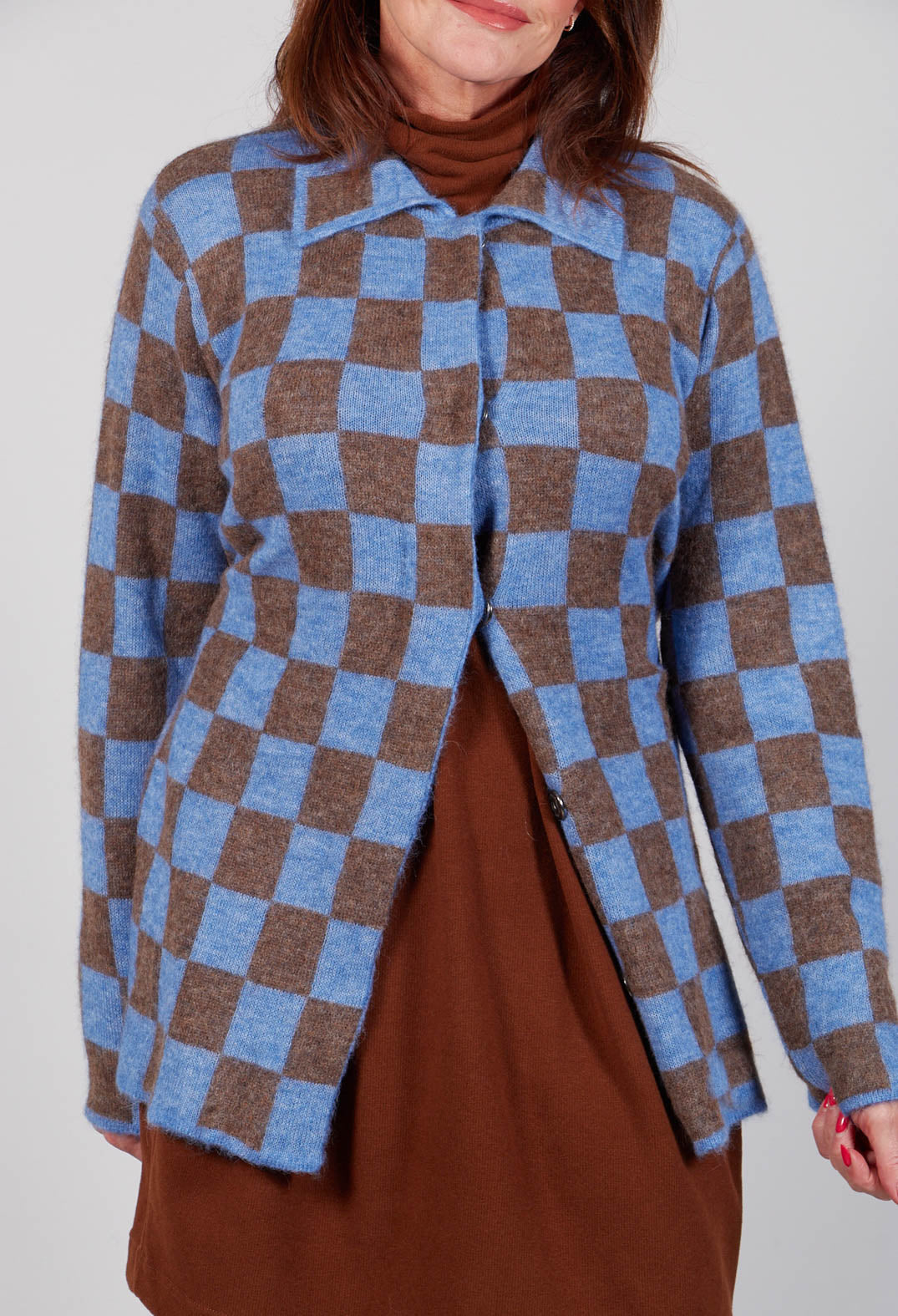 Lauren Knitted Shirt in Blue and Brown