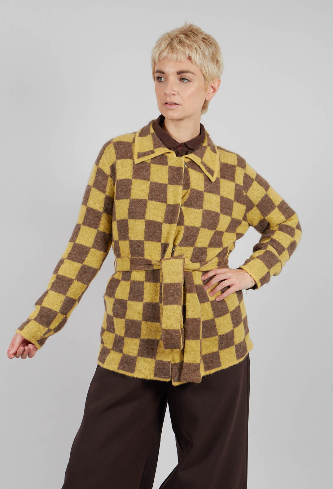 Lauren Knitted Shirt in Yellow and Brown