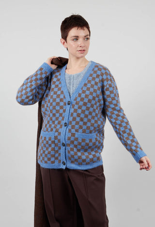 Sharon Cardigan in Blue and Brown