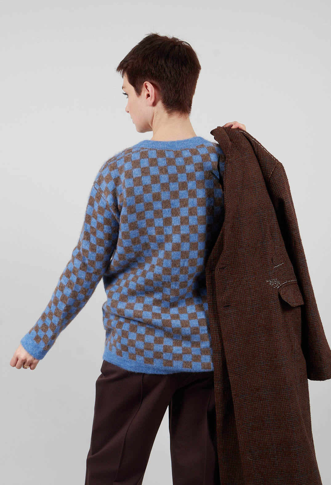 Sharon Cardigan in Blue and Brown