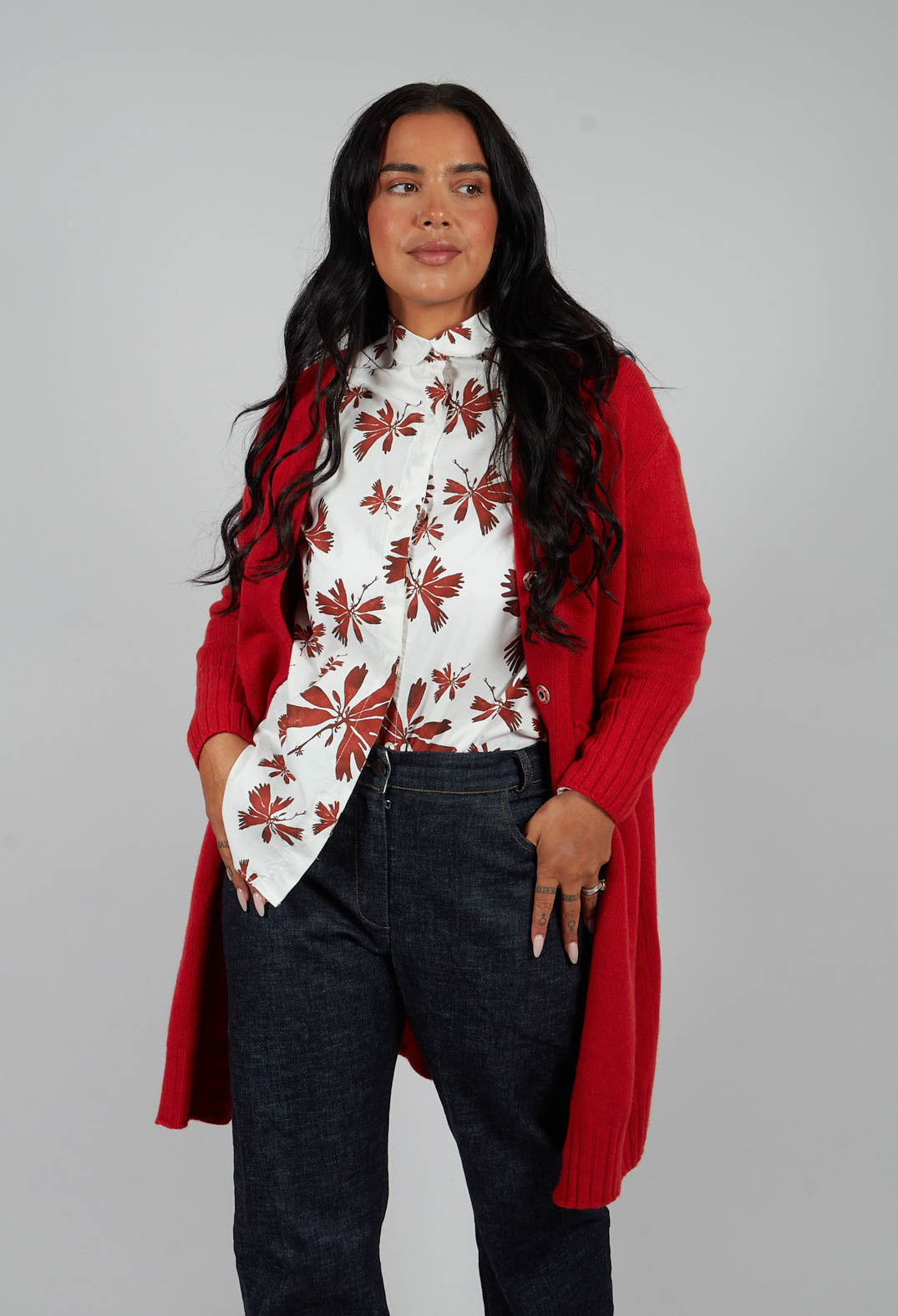 Long Cardigan in Tomato