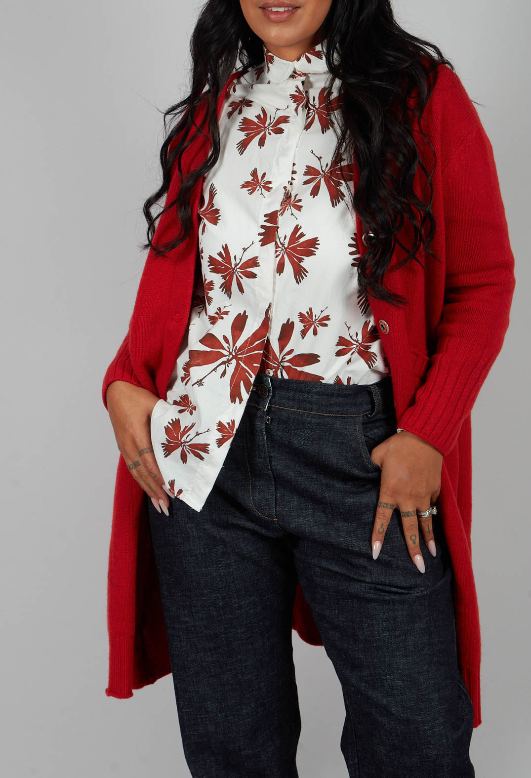 Long Cardigan in Tomato