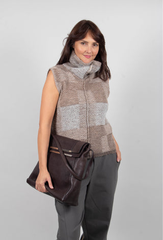 Soft Knit Sweater Vest in Brown