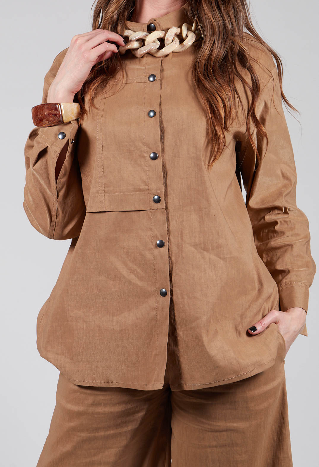 Collared Utility Shirt in Beige