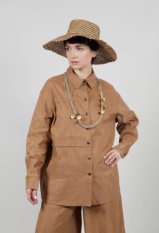 Collared Utility Shirt in Beige