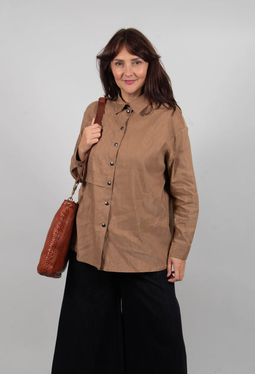 Collared Utility Shirt in Beige