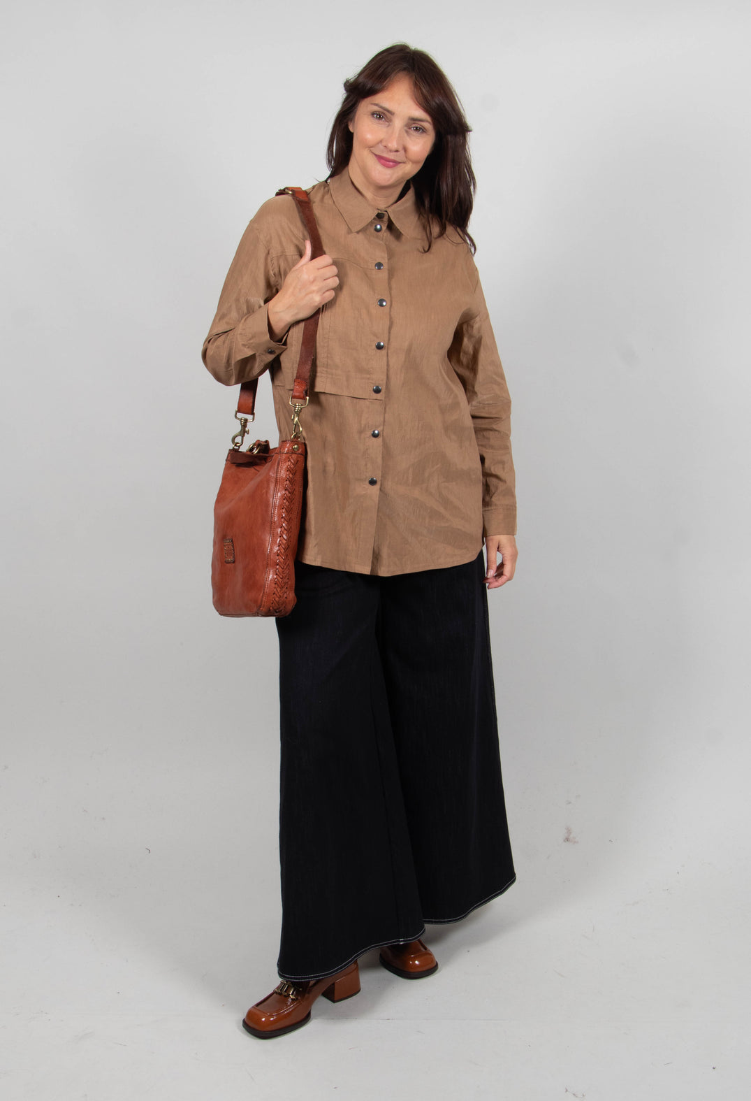 Collared Utility Shirt in Beige