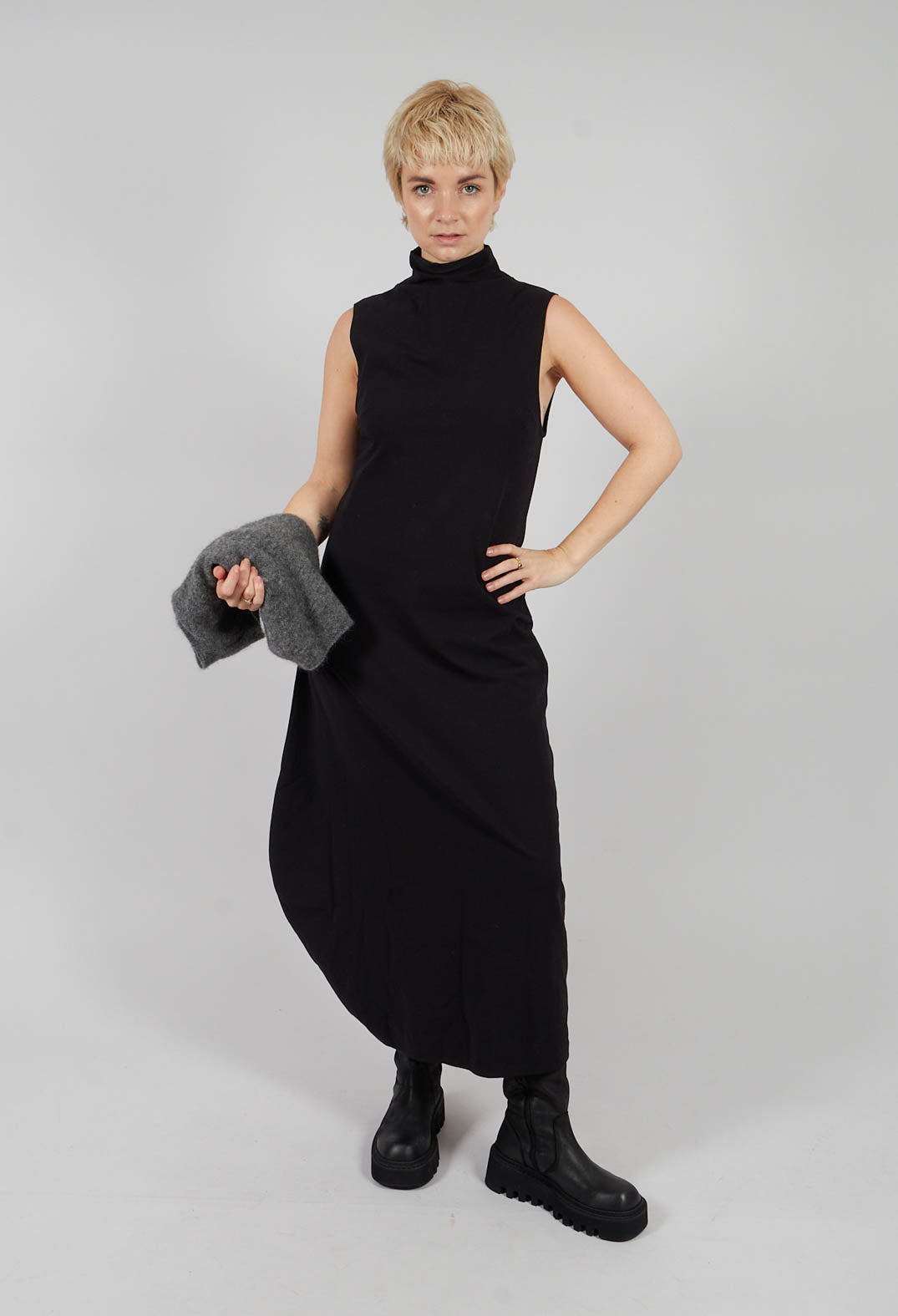 Asymmetrical Long Dress in Black