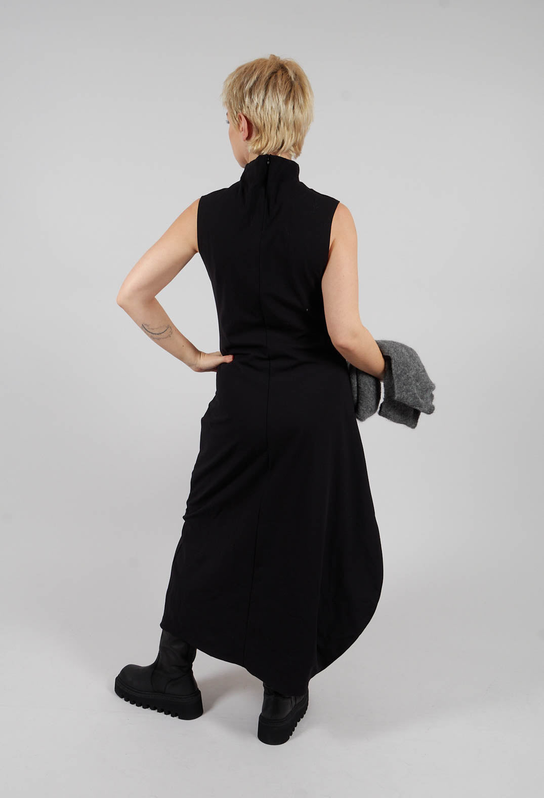 Asymmetrical Long Dress in Black