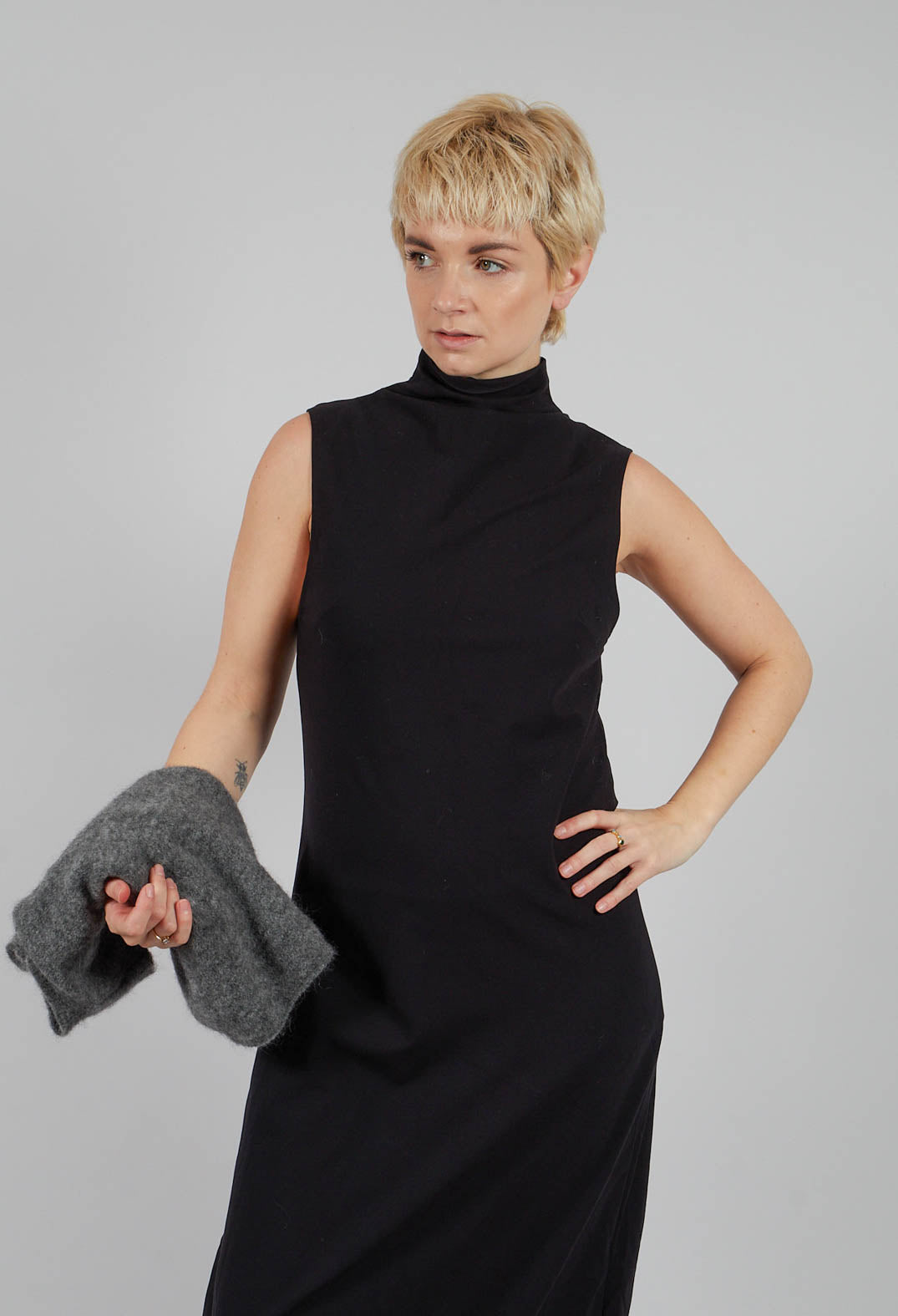 Asymmetrical Long Dress in Black